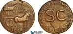 A8/016, Roman Empire, Diva Domitilla Senior. Died before AD 69. Æ Sestertius (17.21g). Rome mint. Struck under Titus AD 80-81. Obv.: Carpentum drawn right by two mules, Chocolate brown toning, minor flan cracks, VF