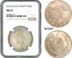 A8/131, Egypt, Ottoman Empire, Mehmed V, 10 Qirsh, AH1327//6 H, Heaton Mint, Silver, KM-309, Lovely lustrous example champagne toning, NGC MS63