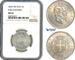 A8/256, Italy, Victor Emanuele II, 2 Lire 1863 T BN, Turin Mint, Silver, KM-6a, Light champagne toning, NGC MS62