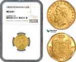 A8/372, Romania, Carol I, 20 Lei 1883 B, Bucharest Mint, Gold, Schäffer/Stambuliu 030, NGC MS64+, Pop 1/1, Extremely Rare in this condition!