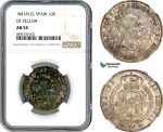 A8/538, Spain, Elizabeth II, 10 Reales 1841 M CL, Madrid Mint, Silver, Cal#217, Dark cabinet toning, Rare condition, NGC AU55, Pop 1/1