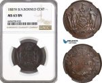 AH35, British North Borneo, 1 Cent 1887 H, Heaton Mint, NGC MS63BN