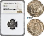 AH366, Venezuela, 5 Centimos 1936, NGC MS65+