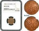 AH388, Danish West Indies, Christian IX, 2 1/2 Bit / 1/2 Cent 1905, Copenhagen Mint, NGC MS63BN
