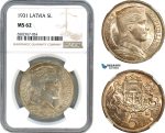 AH682, Latvia, 5 Lati 1931, Silver, NGC MS62