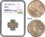 AH694, Mexico, 5 Centavos 1882, NGC MS65