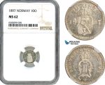 AH719, Norway, Oscar II, 10 Øre 1897, Kongsberg Mint, Silver, NGC MS62