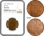 AH720, Norway, Haakon VII, 5 Øre 1941, Bronze, NGC MS63BN