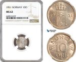 AH98, Norway, Haakon VII, 10 Ore 1951, Kongsberg Mint, NGC MS62