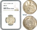AI241, French Indo-China, 20 Centimes 1937, Paris Mint, Silver, NGC MS65