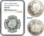 AI302, Sweden, Carl XVI Gustaf, 200 Kronor 1993, 20 Anniversary of Reign, Silver, NGC MS68DPL
