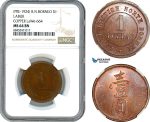 AI420, British North Borneo, 1 Dollar ND, Pre 1924, Labuk, Copper, LaWe-664, NGC PF64BN