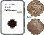 AI432, Estonia, 2 Senti 1934, NGC MS64BN