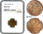 AI442, Latvia, 2 Santimi 1926, NGC MS64BN