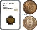 AI506, Japan, Meiji, 20 Sen M18 (1885) Silver, NGC MS65