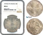 AI529, Mexico, 8 Reales 1874 Go FR, Guanajuato Mint, Silver, NGC MS61