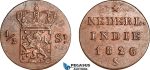 AI650, Netherlands East Indies, Sumatra, 1/2 Stuiver 1826 S, Utrecht mint, Lightly cleaned, EF