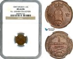 AI738, Sweden, Oscar I, 1/6 Skilling 1849, Stockholm Mint, SM 35, NGC MS66BN, Ex. Lissner collection
