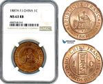 AI761, French Indo-China, 1 Centime 1887 A, Paris Mint, NGC MS63RB