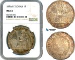 AI762, French Indo-China, 1 Piastre 1896 A, Paris Mint, Silver, NGC MS61