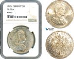 AI816, Germany, Prussia, Wilhelm II, 5 Mark 1913 A, Berlin Mint, Silver, NGC MS63