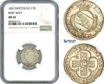 AI890, Switzerland, Bern "BATZ" 2 1/2 Batzen 1826, Silver, NGC MS65