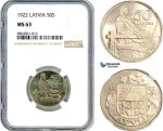 AI894, Latvia, 50 Santimu 1922, NGC MS63