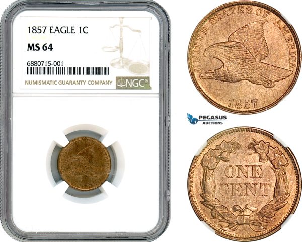 AI946, United States, Flying Eagle Cent 1857, Philadelphia Mint, NGC MS64