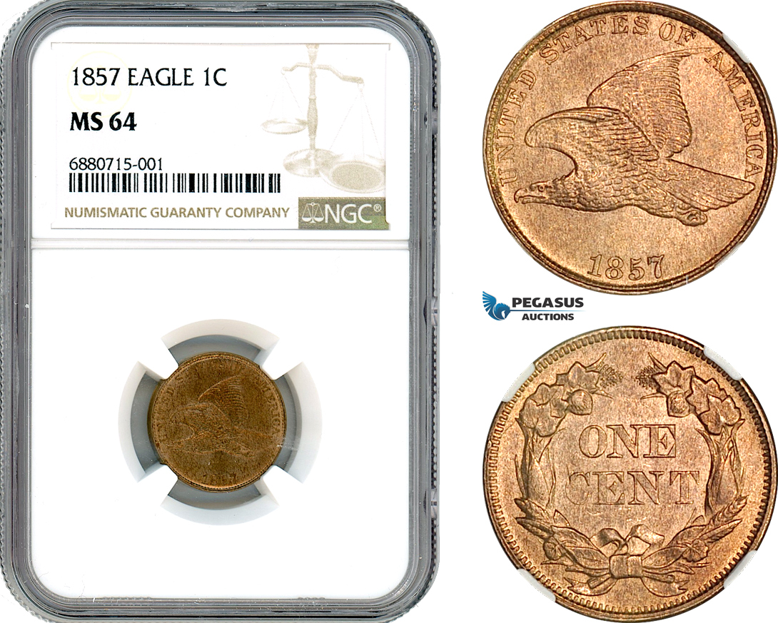 AI946, United States, Flying Eagle Cent 1857, Philadelphia Mint, NGC MS64