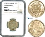 AI977, Luxembourg, 25 Centimes 1938, Coin Rotation, NGC MS64