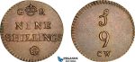 AJ172, Portugal & Brazil, Monetary Weight for 1600 Reis, Nine Shillings, Cf. 1708H, (3.58g), EF