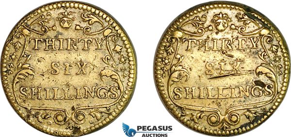 AJ175, Portugal & Brazil, Monetary Weight for 6400 Reis, 36 Shillings, Cf. 1616, (14.11g), scratched VF+