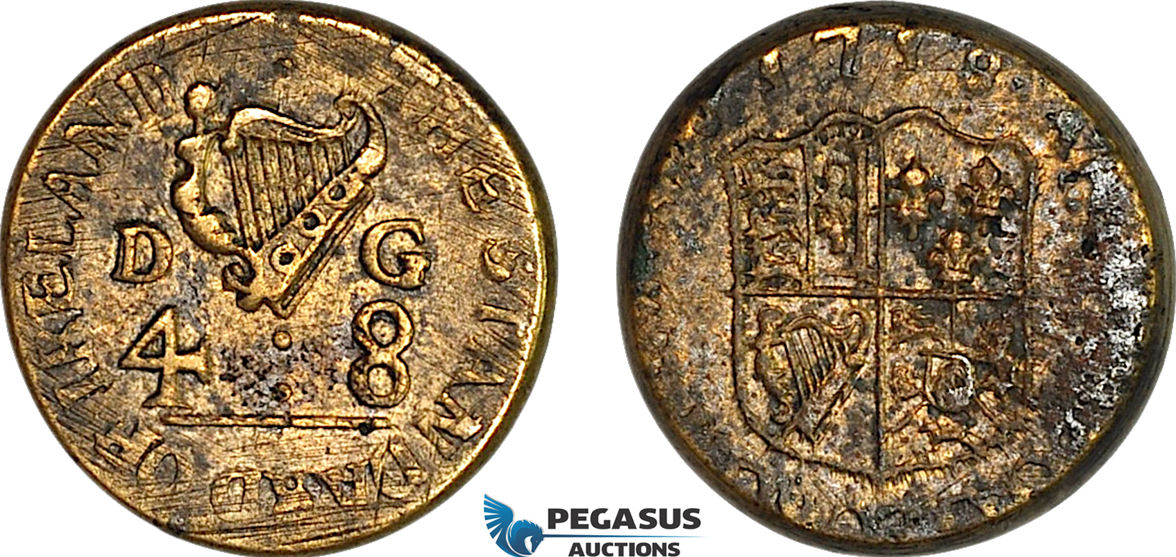 AJ183, Ireland & Portugal, George I, 1719 Monetary Weight for Pistole (4D 8G), Cf. W2698, (6.63g), VF-EF