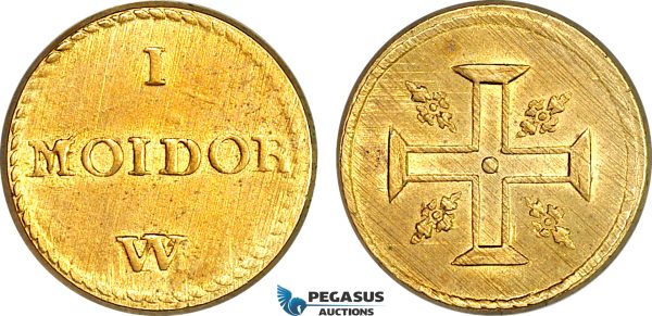 AJ193, Portugal & Brazil, Monetary Weight for 1 Moidor (4000 Reis), 27 Shillings, Cf. 1430, (10.73g), UNC