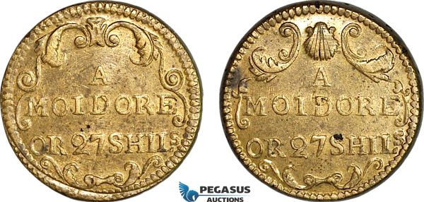 AJ194, Portugal & Brazil, Monetary Weight for 1 Moidore (4000 Reis), 27 Shillings, Cf. 1619, (10.71g), EF-UNC