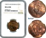 AK089, British Honduras, George VI, 1 Cent 1949, London Mint, NGC MS64RB