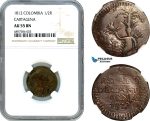AK090, Colombia, Cartagena, 1/2 Real 1812, NGC AU55BN