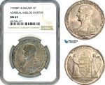 AK099, Hungary, Miklos Horthy, 5 Pengo 1939 BP, Budapest Mint, Silver, NGC MS63