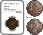 AK136, British North Borneo, 1 Cent 1888 H, Heaton Mint, NGC MS64BN