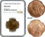 AK155, Hong Kong, Victoria, 1 Cent 1900 H, Heaton Mint, NGC MS64BN