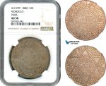 AK164, Morocco, Moulay al-­Hasan I, 10 Dirhams AH1299 (1882) Paris Mint, Silver, NGC AU58