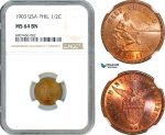 AK168, Philippines (US Administration) 1/2 Centavo 1903, Philadelphia Mint, NGC MS64BN