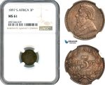 AK182, South Africa (ZAR) Threepence (3 Pence) 1897, Silver, NGC MS61