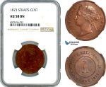AK184, Straits Settlements, Victoria, 1 Cent 1873, NGC AU58BN