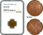 AK233, Danish West Indies, Christian IX, 2 1/2 Bit / 1/2 Cent 1905, Copenhagen Mint, NGC MS63BN