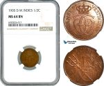 AK234, Danish West Indies, Christian IX, 2 1/2 Bit / 1/2 Cent 1905, Copenhagen Mint, NGC MS64BN