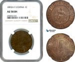 AK236, French Indo-China, 1 Centime 1892 A, Paris Mint, NGC AU58BN
