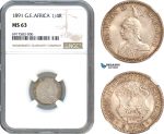 AK238, German East Africa, Wilhelm II, 1/4 Rupie 1891, Berlin Mint, Silver, NGC MS63
