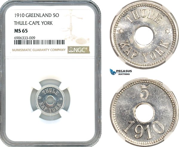 AK242, Greenland, Thule-Kap York, 5 Øre 1910, NGC MS65