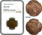 AK245, Canada, Victoria, 1 Cent 1892, London Mint, NGC MS63BN